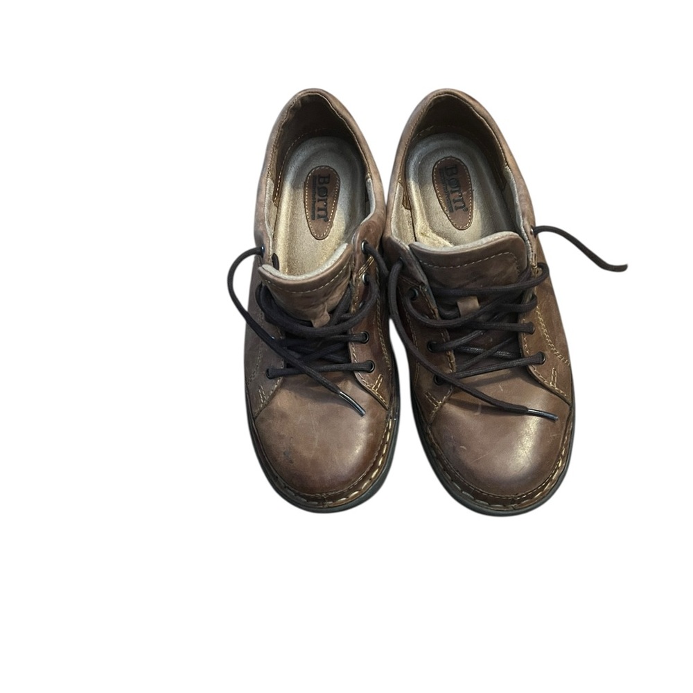 Born Brown Leather Lace-Up Flats